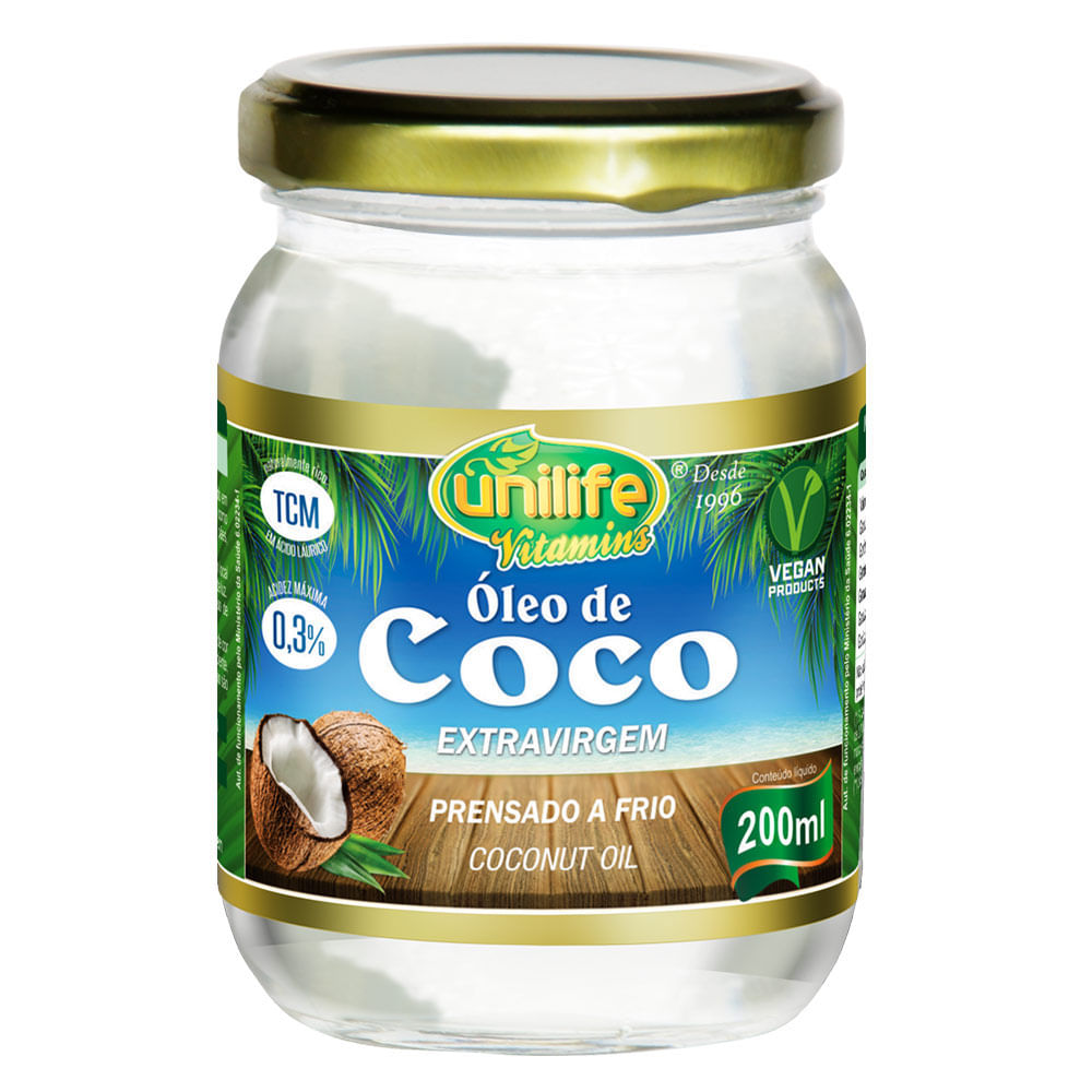 óleo De Côco Prensado A Frio Óleo De Coco - Extra Virgem 200Ml - Unilife - Projeto V. - Projeto Verao
