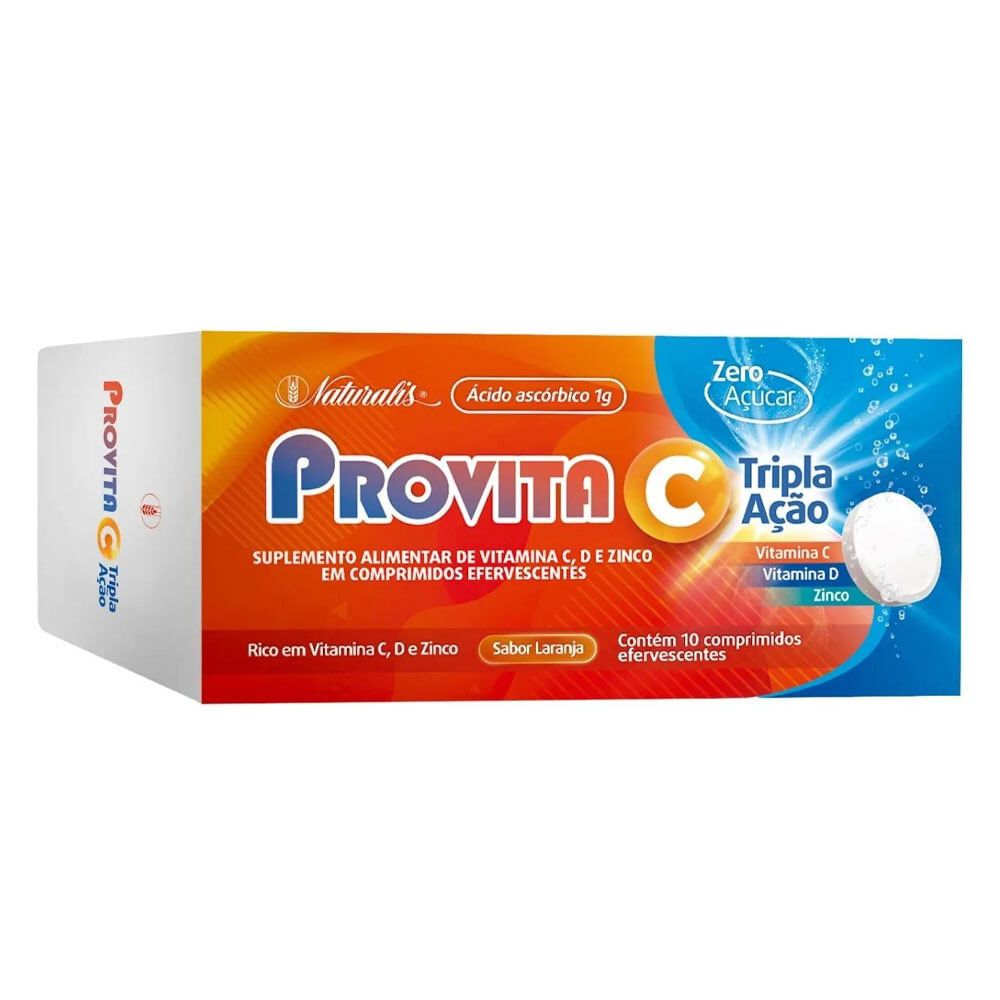 Provita C Tripla Acao Vitamina C Com Zinco E Vitamina D Efervescente Sabor Laranja 1000mg 10 Comprimidos Naturalis Projeto Verao Provita C Tripla Acao Vitamina C Com Zinco E Vitamina D Efervescente Sabor Laranja 1000mg 10 Comprimidos Naturalis Projeto Verao