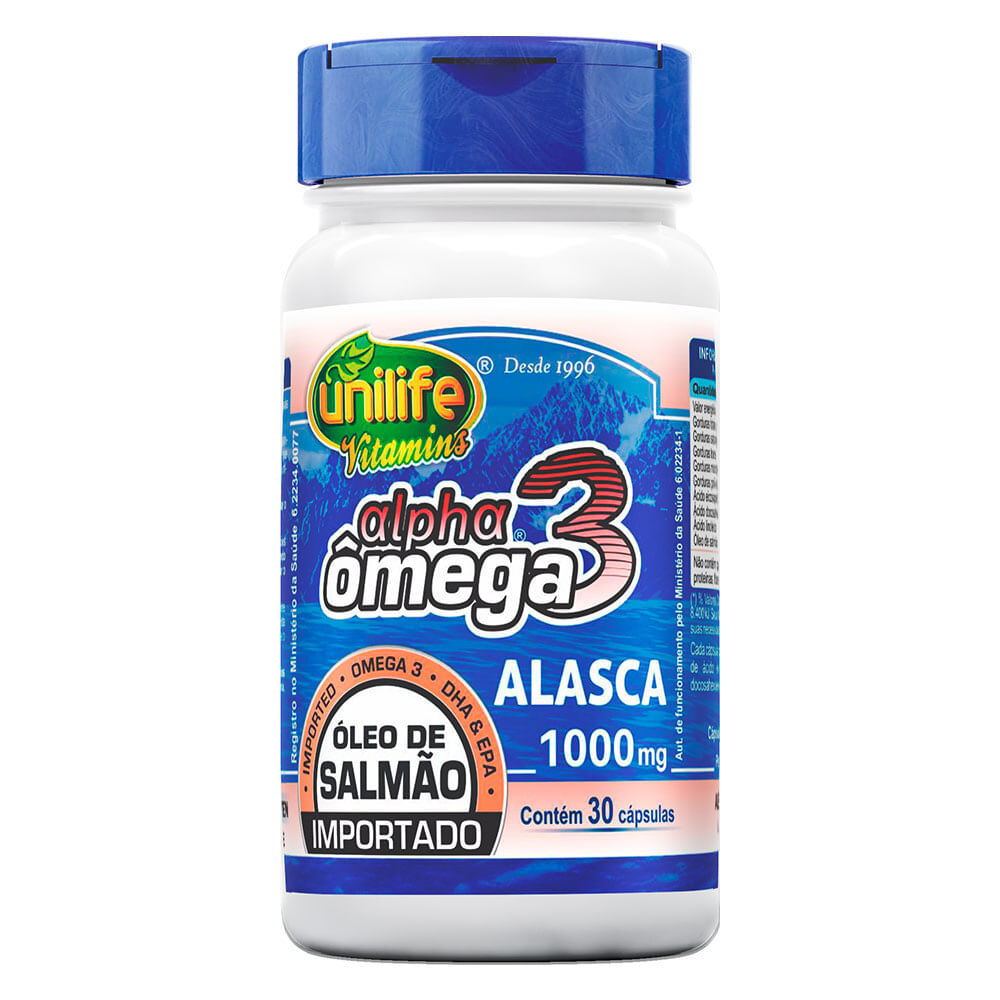 Ômega 3 Alpha Óleo De Salmão Importado 1000mg 30 Cápsulas Unilife