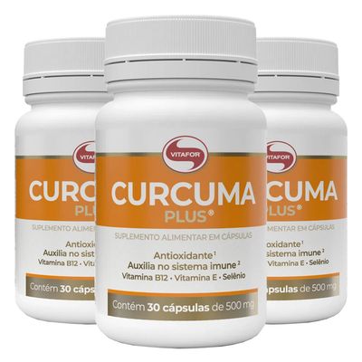 vitafor-kit-3x-curcuma-plus-500mg-30-capsulas