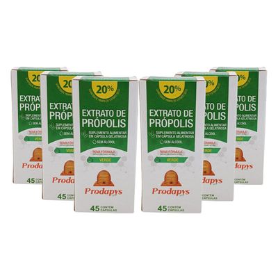 prodapys-kit-6x-extrato-de-propolis-verde-sem-alcool-20-extrato-seco-green-45-capsulas-softgel